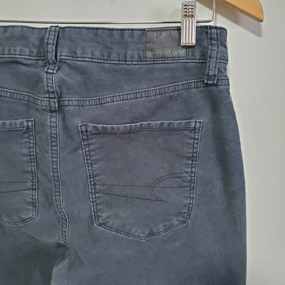 AMERICAN EAGLE Super Hi-Rise Flare Leg Corduroy Pants 30" Stretch Grey Women's 8 - Picture 8 of 15